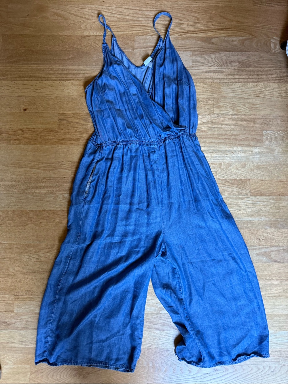 a.n.a Blue Sleeveless Wrap-Front Wide-Leg Jumpsuit